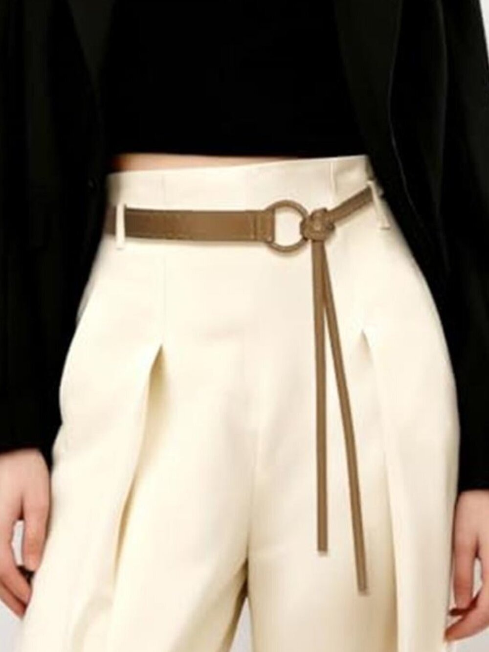 Knotted Waist Belt for Women Vegan Leather Thin Strap Belt for Dresses